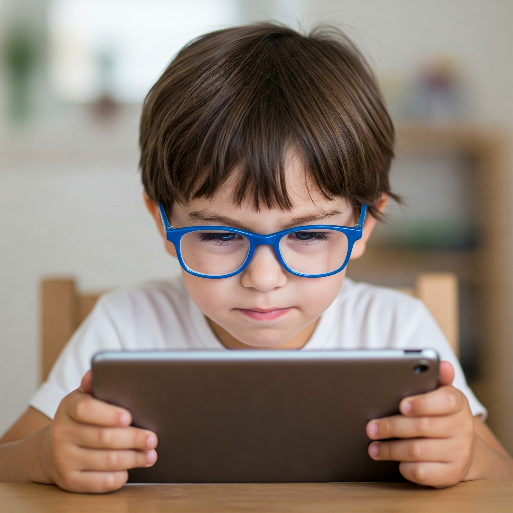 Child-squinting-or-sitting-very-close-to-a-screen-illustrating-sign-of-myopia